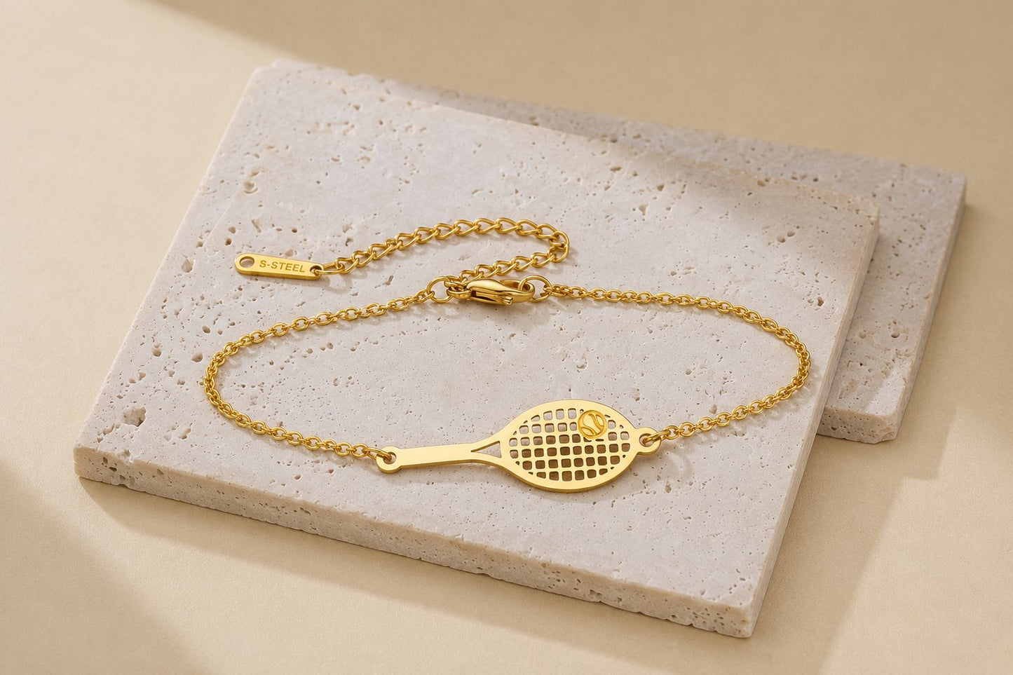 Metal Tennis Racket Bracelet – Sport Style
