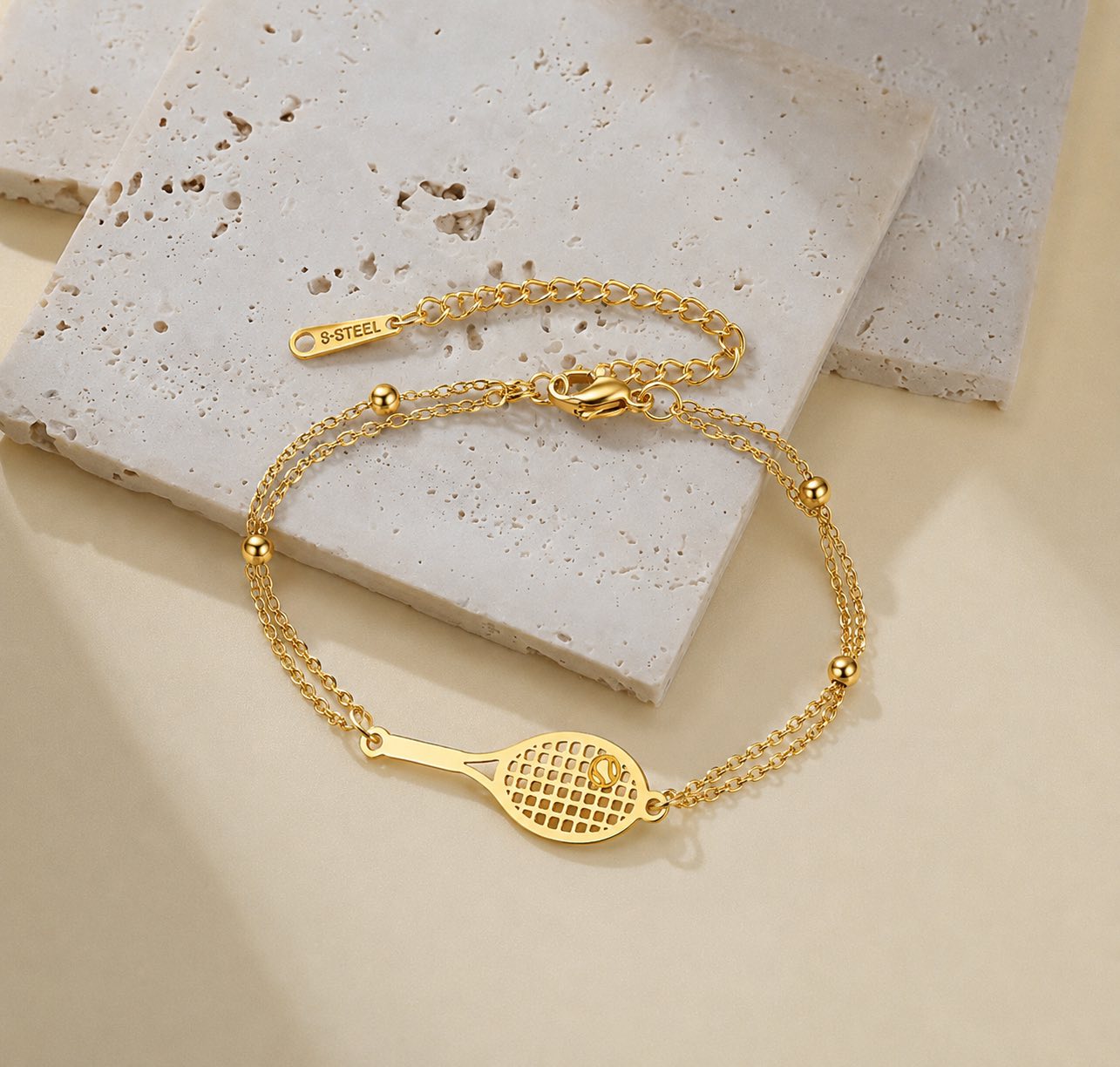 Metal Tennis Racket Bracelet – Sport Style