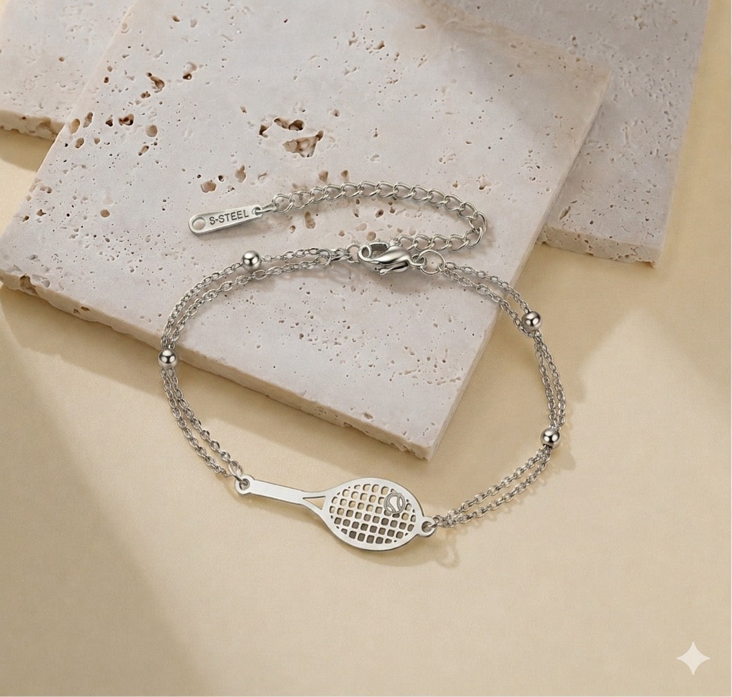 Metal Tennis Racket Bracelet – Sport Style